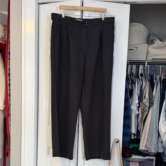 Abercrombie & Fitch Sloane Wide Leg Dark Gray Pinstripe trousers - Picture 2 of 5